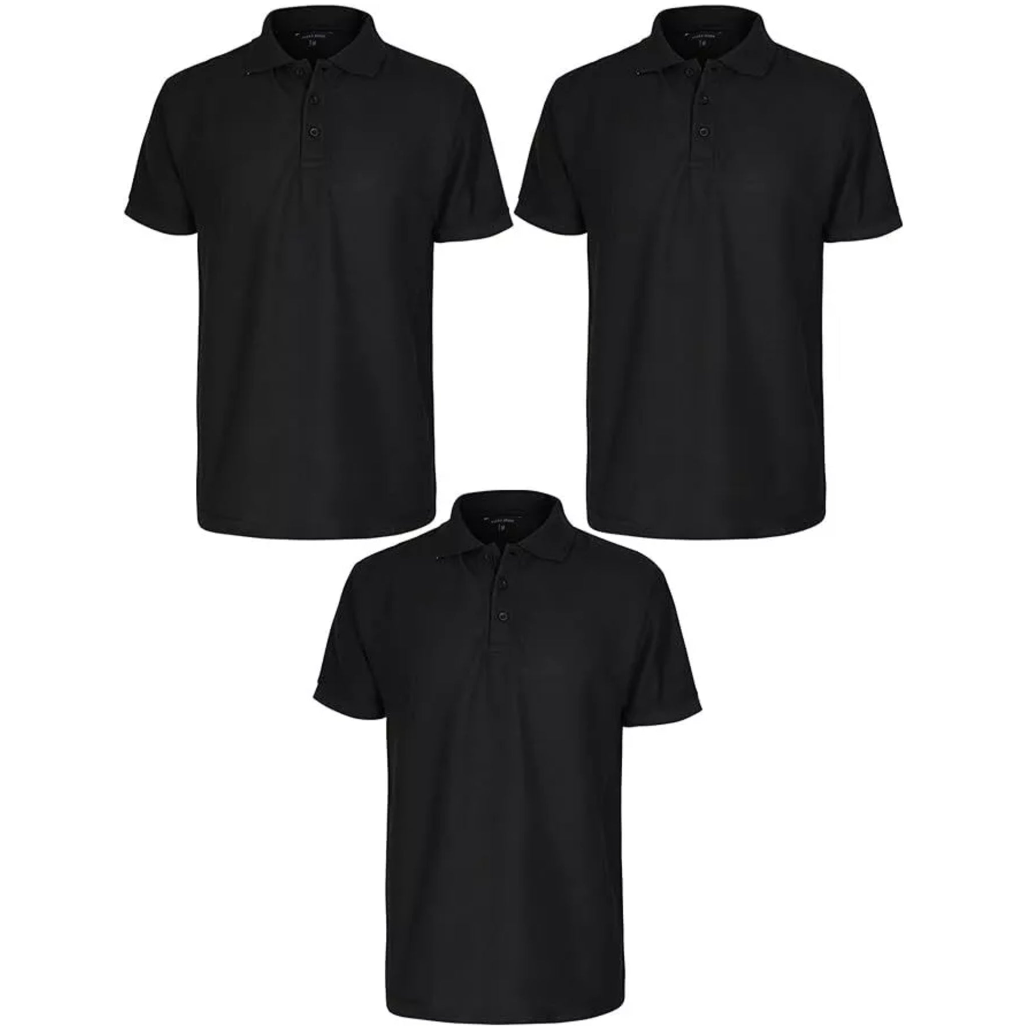 Classic men’s polo shirts 3 pack collared casual tops in black